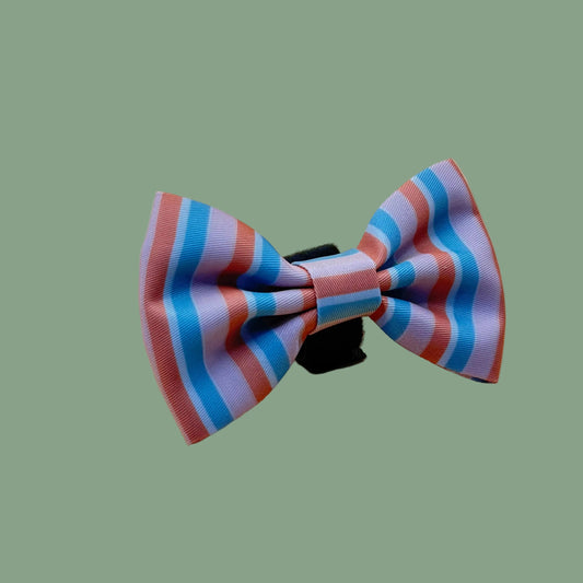 Striped bow tie with a velcro attachment